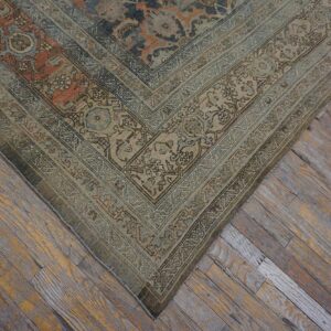 Antique W. Persian Bijar Carpet 11'2"×18'2" Powder Blue Field, Soft Red Border, Circa 1880 - detail view 17