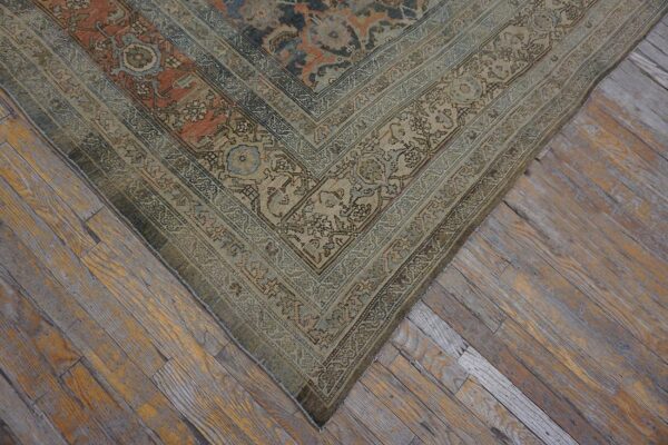 Antique w. Persian bijar carpet 11'2"×18'2" powder blue field, soft red border, circa 1880 18 Antique w. Persian bijar carpet 11'2"ã—18'2" powder blue field, soft red border, circa 1880 - detail view 17
