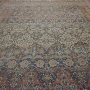 Antique W. Persian Bijar Carpet 11'2"×18'2" Powder Blue Field, Soft Red Border, Circa 1880 - detail view 18