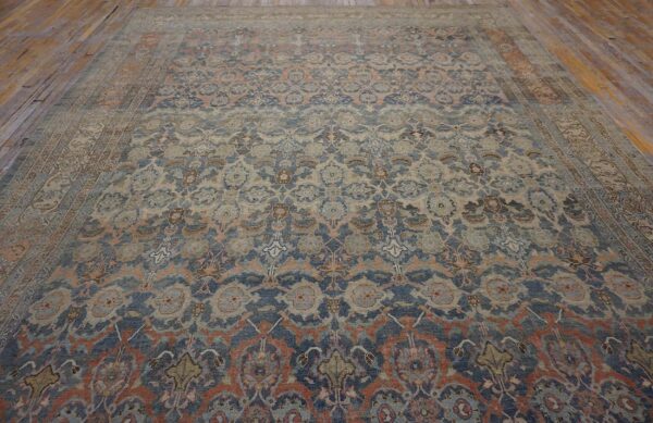 Antique w. Persian bijar carpet 11'2"×18'2" powder blue field, soft red border, circa 1880 19 Antique w. Persian bijar carpet 11'2"ã—18'2" powder blue field, soft red border, circa 1880 - detail view 18
