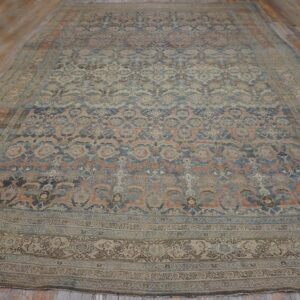 Antique W. Persian Bijar Carpet 11'2"×18'2" Powder Blue Field, Soft Red Border, Circa 1880 - detail view 1