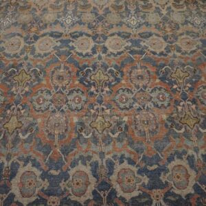 Antique W. Persian Bijar Carpet 11'2"×18'2" Powder Blue Field, Soft Red Border, Circa 1880 - detail view 19