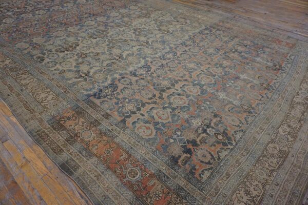 Antique w. Persian bijar carpet 11'2"×18'2" powder blue field, soft red border, circa 1880 6 Antique w. Persian bijar carpet 11'2"ã—18'2" powder blue field, soft red border, circa 1880 - detail view 5