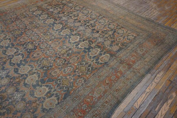 Antique w. Persian bijar carpet 11'2"×18'2" powder blue field, soft red border, circa 1880 7 Antique w. Persian bijar carpet 11'2"ã—18'2" powder blue field, soft red border, circa 1880 - detail view 6