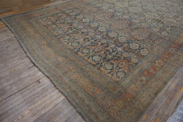 Antique w. Persian bijar carpet 11'2"×18'2" powder blue field, soft red border, circa 1880 9 Antique w. Persian bijar carpet 11'2"ã—18'2" powder blue field, soft red border, circa 1880 - detail view 8