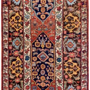 Antique W. Persian Bijar Carpet 4'10"Ã—14' Rust Field, Brown Border, Long Format, Circa 1890