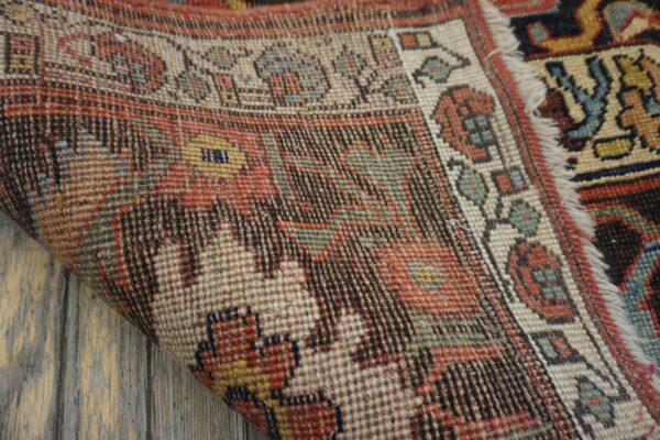 Antique w. Persian bijar carpet 4'10"ã—14' rust field, brown border, long format, circa 1890 - detail view 9