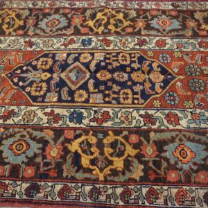 Antique W. Persian Bijar Carpet 4'10"Ã—14' Rust Field, Brown Border, Long Format, Circa 1890 - detail view 2
