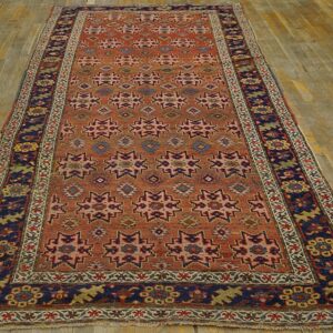 Antique W. Persian Bijar Carpet 4'6"×10'6" Salmon Field, 19th Century - detail view 1