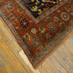 Antique W. Persian Bijar Garrus Carpet 8'10"Ã—23'8" Dark Blue & Burnt Rust, Long Format, Circa 1870 - detail view 11