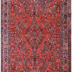 Antique W. Persian Bijar Rug 4'9"Ã—7'2" Red Field, Hand-Knotted Wool, 19th Century