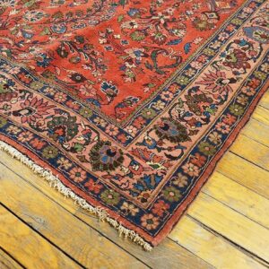 Antique W. Persian Bijar Rug 4'9"×7'2" Red Field, Hand-Knotted Wool, 19th Century - detail view 1