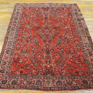 Antique W. Persian Bijar Rug 4'9"×7'2" Red Field, Hand-Knotted Wool, 19th Century - detail view 2