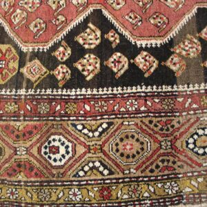Antique W. Persian Kurdish Carpet 4'2"×8'6" Brown & Camel, Circa 1930 - detail view 5