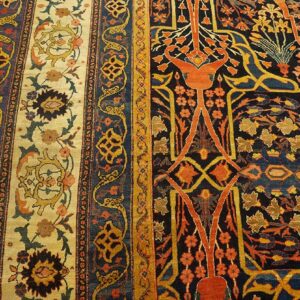Antique W. Persian Senneh Garrus Carpet 13'10"×20'9" Navy & Ivory, Circa 1880 - detail view 3