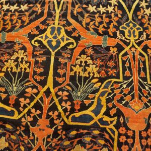 Antique W. Persian Senneh Garrus Carpet 13'10"×20'9" Navy & Ivory, Circa 1880 - detail view 4