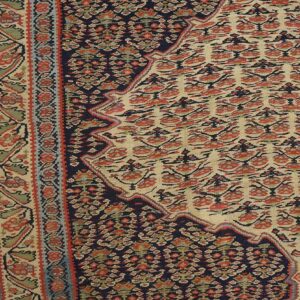 Antique W. Persian Senneh Paisley Kilim 4'3"×5'10" Navy & Yellow, Late 19th Century - detail view 8