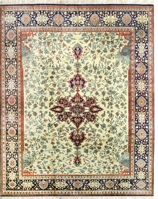 Classic traditional multicolor hand knotted wool rug