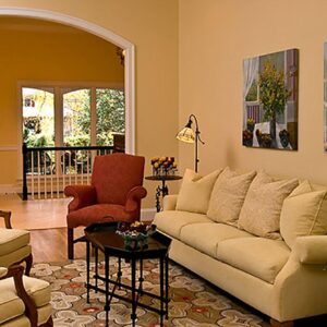 Contemporary American Hooked Rug — Beige Color, Flowers Pattern - detail view 2
