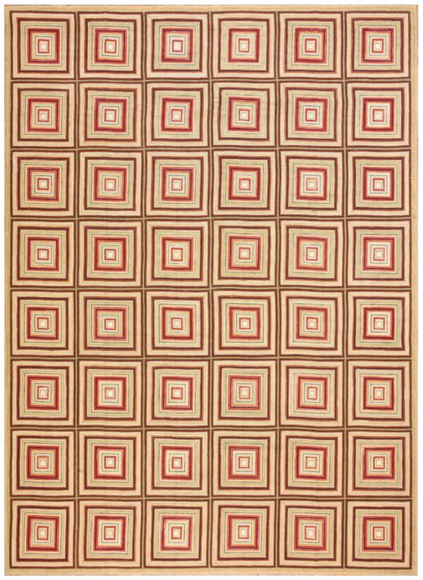 Contemporary american hooked rug â€” beige color, modern design