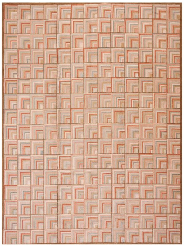 Contemporary american hooked rug â€” beige color, modern style