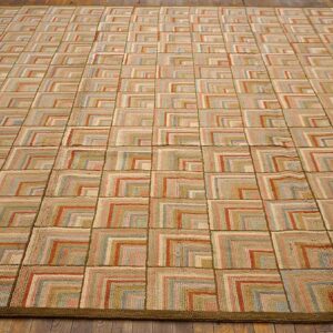 Contemporary American Hooked Rug — Beige Color, Modern Style - detail view 1