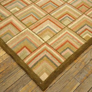 Contemporary American Hooked Rug â€” Beige Color, Modern Style - detail view 5