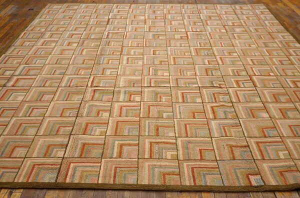 Contemporary american hooked rug — beige color, modern style - detail view 2