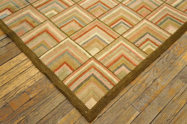 Contemporary american hooked rug — beige color, modern style - detail view 6