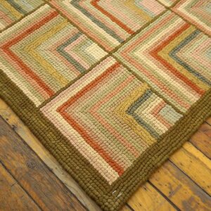 Contemporary American Hooked Rug — Beige Color, Modern Style - detail view 7