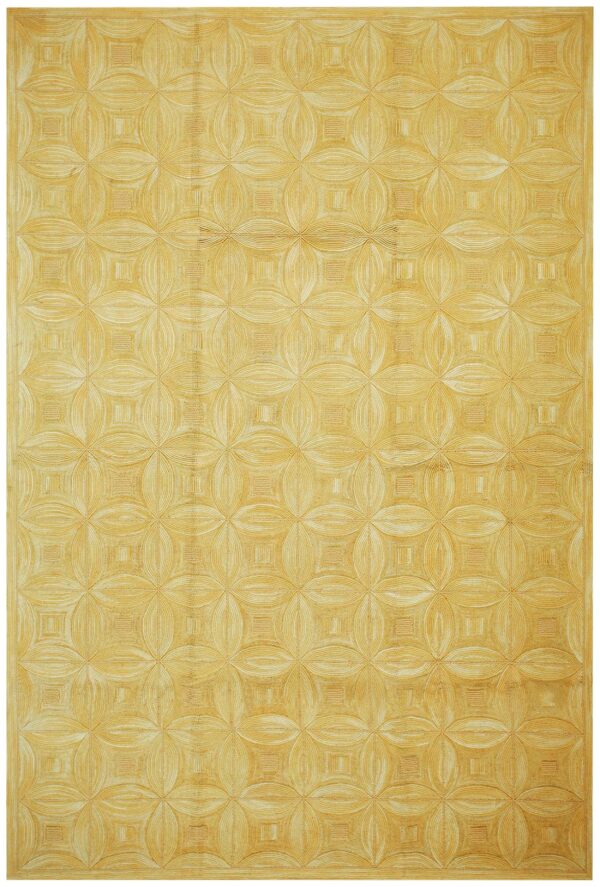 Contemporary american hooked rug — beige color, 4-star motif