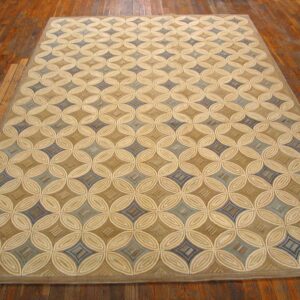 Contemporary American Hooked Rug — Beige & Cream Geometric Pattern - detail view 1