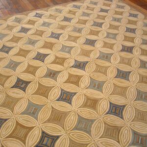 Contemporary American Hooked Rug — Beige & Cream Geometric Pattern - detail view 2