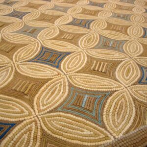 Contemporary American Hooked Rug — Beige & Cream Geometric Pattern - detail view 4