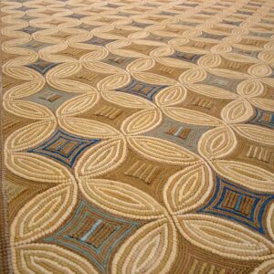 Contemporary American Hooked Rug — Beige & Cream Geometric Pattern - detail view 5