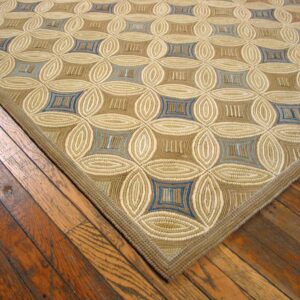 Contemporary American Hooked Rug — Beige & Cream Geometric Pattern - detail view 6