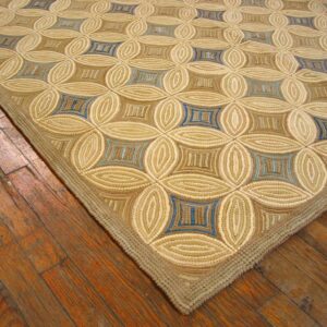 Contemporary American Hooked Rug — Beige & Cream Geometric Pattern - detail view 7