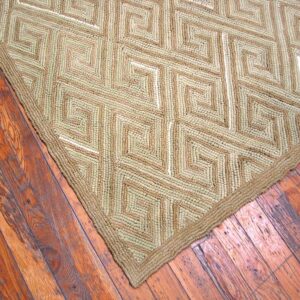 Contemporary American Hooked Rug — Beige Geometric Pattern - detail view 3