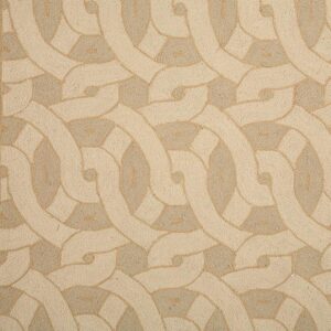 Contemporary American Hooked Rug 10'Ã—14' â€” Beige Interlocking Circle Pattern - detail view 2