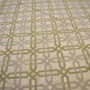 Contemporary American Hooked Rug 9'Ã—12' â€” Beige & Ivory Interlocking Geometric - detail view 2