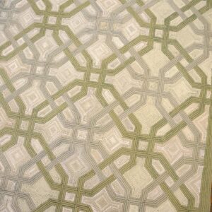 Contemporary American Hooked Rug 9'Ã—12' â€” Beige & Ivory Interlocking Geometric - detail view 3