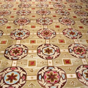 Contemporary American Hooked Rug — Beige & Red Butterflies-Flowers - detail view 5