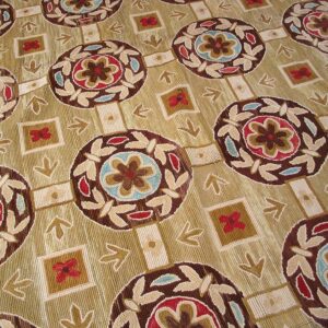 Contemporary American Hooked Rug — Beige & Red Butterflies-Flowers Pattern - detail view 4
