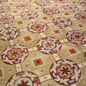 Contemporary American Hooked Rug — Beige & Red Butterflies-Flowers Pattern - detail view 6