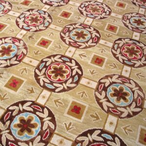 Contemporary American Hooked Rug — Beige & Red Butterflies-Flowers Pattern - detail view 8