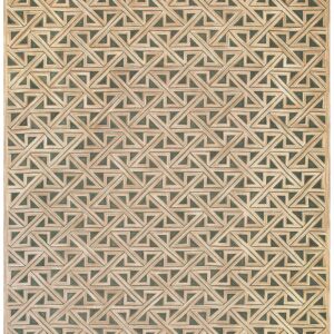 Contemporary American Hooked Rug — Black & Brown Geometric Pattern