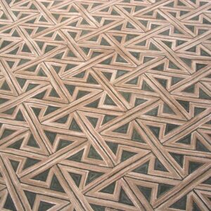 Contemporary American Hooked Rug — Black & Brown Geometric Pattern - detail view 2