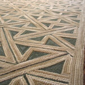 Contemporary American Hooked Rug — Black & Brown Geometric Pattern - detail view 3