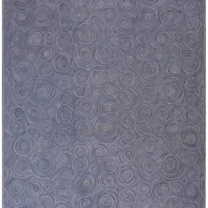 Contemporary American Hooked Rug 8'Ã—10' â€” Blue Circles Pattern