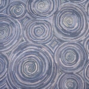 Contemporary American Hooked Rug 8'Ã—10' â€” Blue Circles Pattern - detail view 3